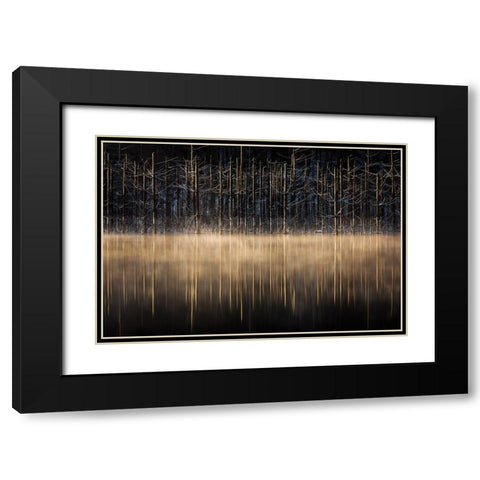 Cuejdel Lake Black Modern Wood Framed Art Print with Double Matting by Mirica, Dan