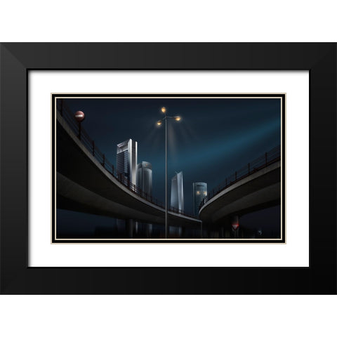 4 Torres Drama Black Modern Wood Framed Art Print with Double Matting by Otero Sobrino, Dani