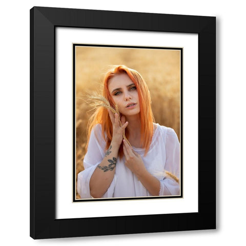 Darina Black Modern Wood Framed Art Print with Double Matting by Bogdan R, Mihai
