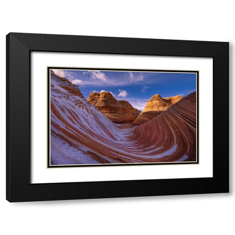 Wave Of Lines Black Modern Wood Framed Art Print with Double Matting by Donnahom