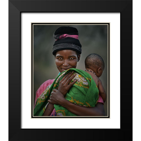 MotherS Smile Black Modern Wood Framed Art Print with Double Matting by Perovich, Irene