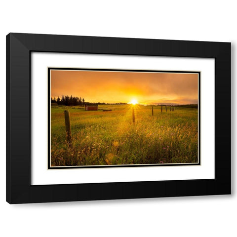 The Sun Is Rising Black Modern Wood Framed Art Print with Double Matting by Yu, Wenjin
