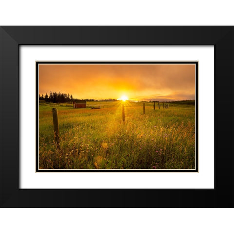The Sun Is Rising Black Modern Wood Framed Art Print with Double Matting by Yu, Wenjin