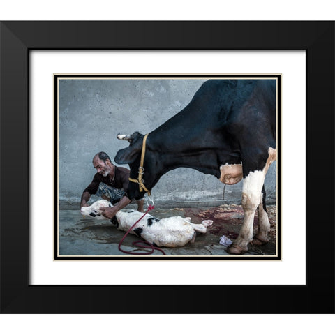 Welcome To The Cruel World Black Modern Wood Framed Art Print with Double Matting by Bahmani, Mitra