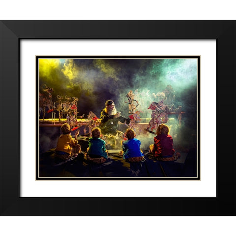 Wayang Kulit Master Black Modern Wood Framed Art Print with Double Matting by Bunjamin (Abe), Antonyus