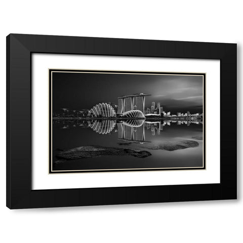 Silent Bay Black Modern Wood Framed Art Print with Double Matting by P Roy, Partha