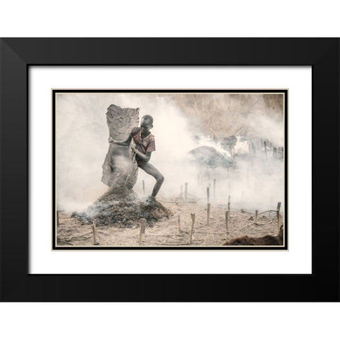 Adding Fuel To The Fire Black Modern Wood Framed Art Print with Double Matting by Cole, Trevor