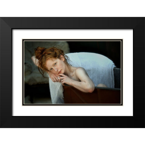 Lucy IV Black Modern Wood Framed Art Print with Double Matting by Kenp