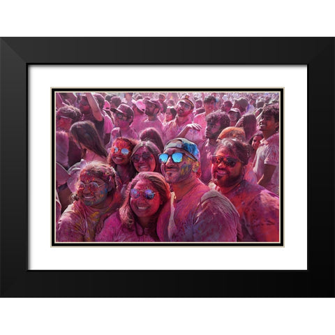 Holi Fest Black Modern Wood Framed Art Print with Double Matting by Chang, Jiangping