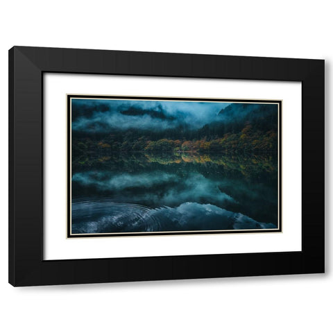 Silence Black Modern Wood Framed Art Print with Double Matting by Hiromichi