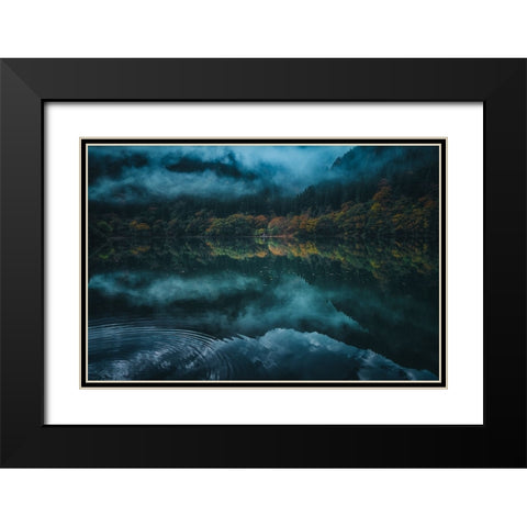 Silence Black Modern Wood Framed Art Print with Double Matting by Hiromichi