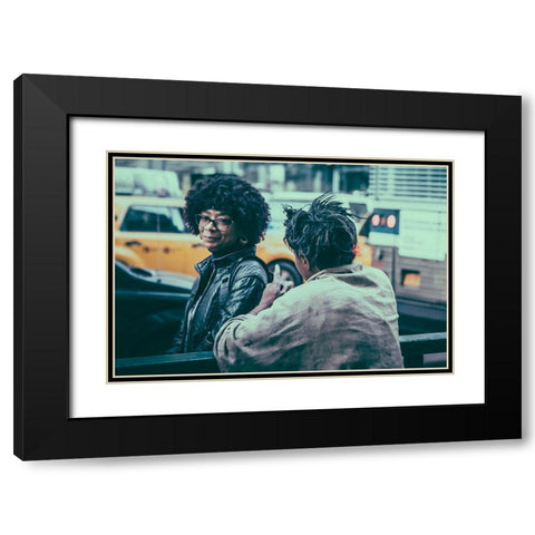 Listening Black Modern Wood Framed Art Print with Double Matting by Runningdog5000
