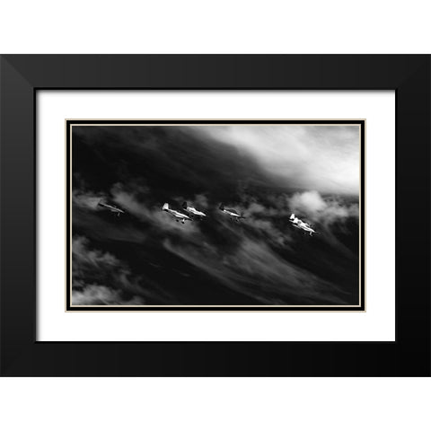 Flight On The Way Black Modern Wood Framed Art Print with Double Matting by Wicklow, Jorgen