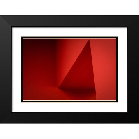 Red Corner Black Modern Wood Framed Art Print with Double Matting by Wolters-Wrase, Heike