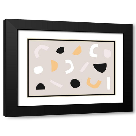Abstract Get Together No 2 Black Modern Wood Framed Art Print with Double Matting by uplusmestudio
