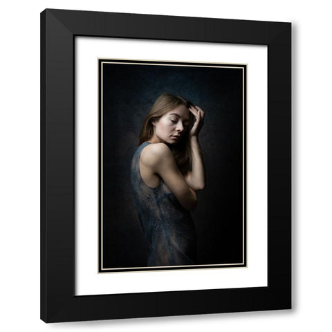 Halyna Black Modern Wood Framed Art Print with Double Matting by Kurz, Christian