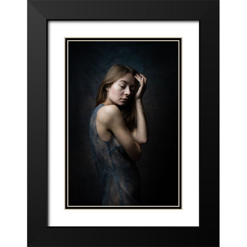 Halyna Black Modern Wood Framed Art Print with Double Matting by Kurz, Christian