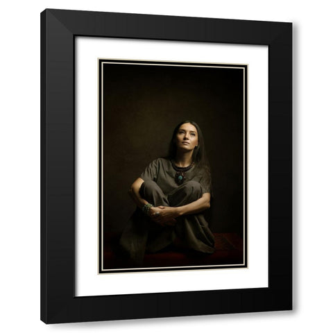 Persian Girl Black Modern Wood Framed Art Print with Double Matting by Hasheminasab, Moein
