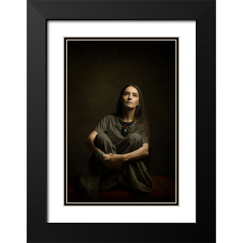Persian Girl Black Modern Wood Framed Art Print with Double Matting by Hasheminasab, Moein
