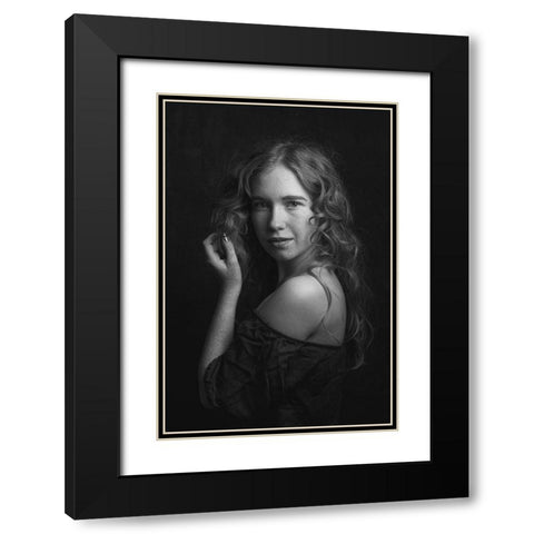 Corina Black Modern Wood Framed Art Print with Double Matting by Franke, Ruth