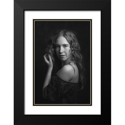 Corina Black Modern Wood Framed Art Print with Double Matting by Franke, Ruth
