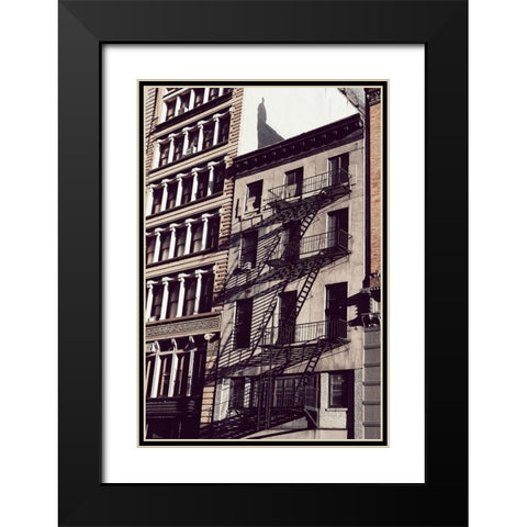 New York City Fire Escapes Black Modern Wood Framed Art Print with Double Matting by Martin, Rikard