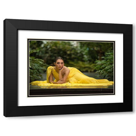Greek Queen In Yellow Black Modern Wood Framed Art Print with Double Matting by Belal, Ahmad