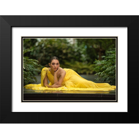 Greek Queen In Yellow Black Modern Wood Framed Art Print with Double Matting by Belal, Ahmad