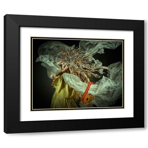 Afrodita III Black Modern Wood Framed Art Print with Double Matting by Calderon, Francis
