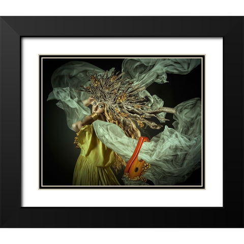 Afrodita III Black Modern Wood Framed Art Print with Double Matting by Calderon, Francis
