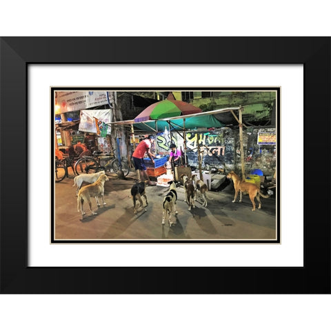 The Chicken Shop-And Its Customers. Calcutta. Black Modern Wood Framed Art Print with Double Matting by Sengupta, Santanu