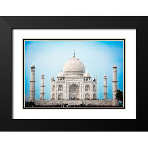Taj Mahal Black Modern Wood Framed Art Print with Double Matting by Amro