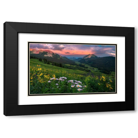 Blooming In The Valley Black Modern Wood Framed Art Print with Double Matting by Xu, Mei