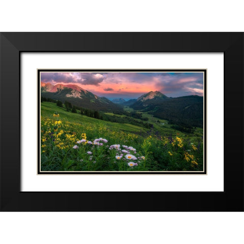 Blooming In The Valley Black Modern Wood Framed Art Print with Double Matting by Xu, Mei