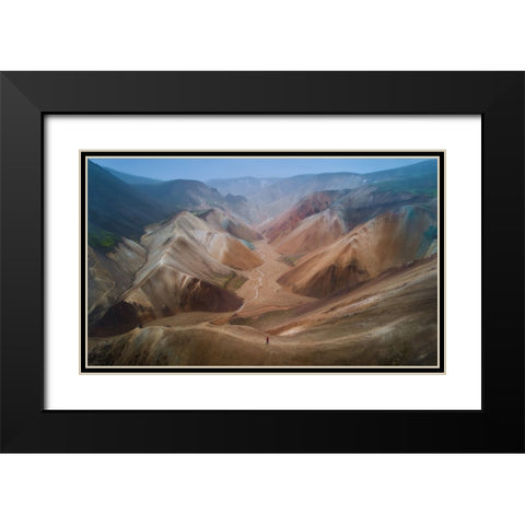 Valley Of Painted Hills Black Modern Wood Framed Art Print with Double Matting by De La, Javier