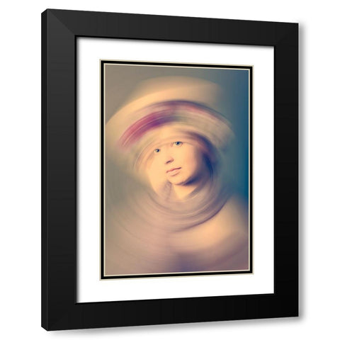 Swirl With Me Black Modern Wood Framed Art Print with Double Matting by Kiral, Cicek