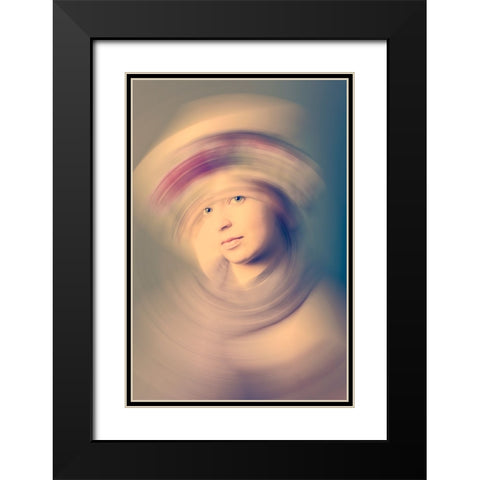 Swirl With Me Black Modern Wood Framed Art Print with Double Matting by Kiral, Cicek