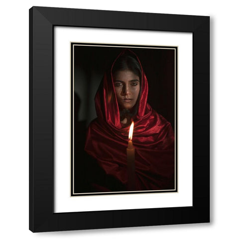 Asma Black Modern Wood Framed Art Print with Double Matting by Paul, Dipankar