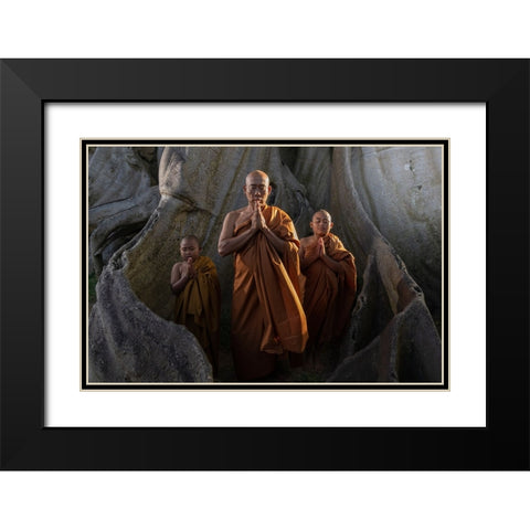 Prayer Together Black Modern Wood Framed Art Print with Double Matting by Fifi, Magdalena