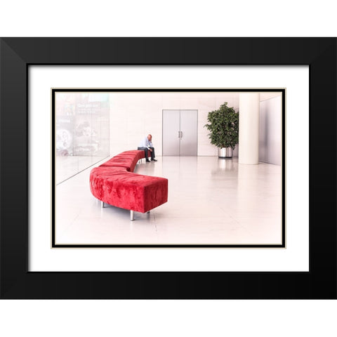 Waitingroom Black Modern Wood Framed Art Print with Double Matting by Klesse, Andreas