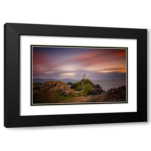 Ynys-Llanddwyn Lighthouse Black Modern Wood Framed Art Print with Double Matting by Zhen Yu, James