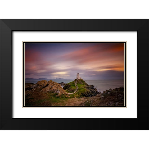 Ynys-Llanddwyn Lighthouse Black Modern Wood Framed Art Print with Double Matting by Zhen Yu, James