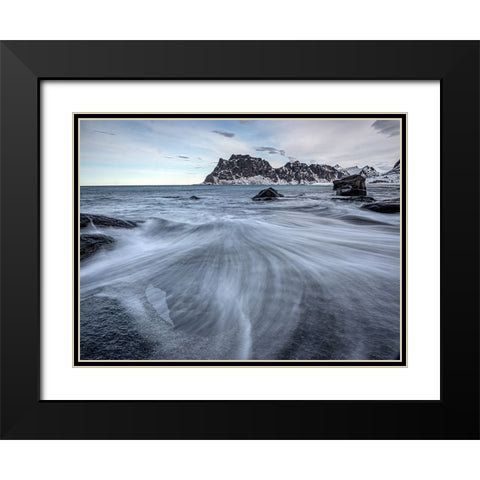 UttakleIV Beach Black Modern Wood Framed Art Print with Double Matting by Goossens, Henk