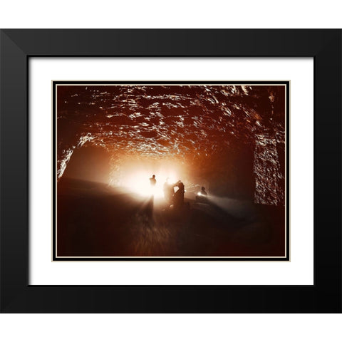 Deep Black Modern Wood Framed Art Print with Double Matting by Aurelian
