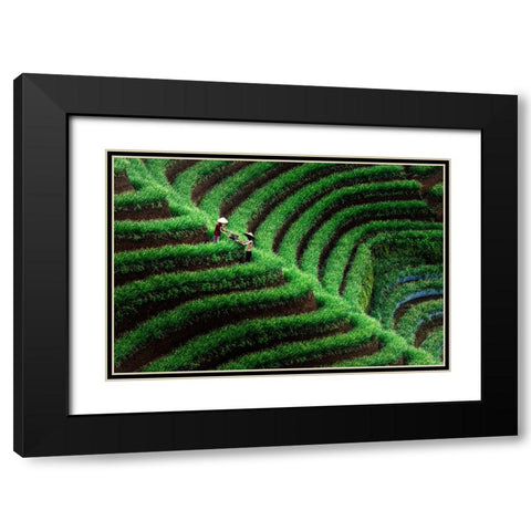 Majalengka Terasering Black Modern Wood Framed Art Print with Double Matting by Bunjamin (Abe), Antonyus