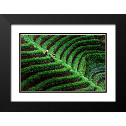 Majalengka Terasering Black Modern Wood Framed Art Print with Double Matting by Bunjamin (Abe), Antonyus