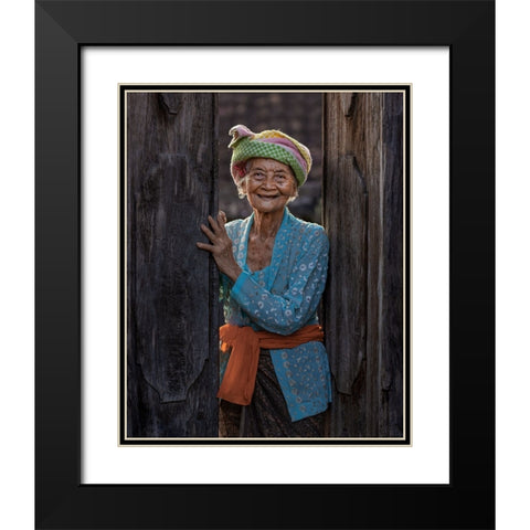 Dadong Wayan Black Modern Wood Framed Art Print with Double Matting by Mikael, Fira