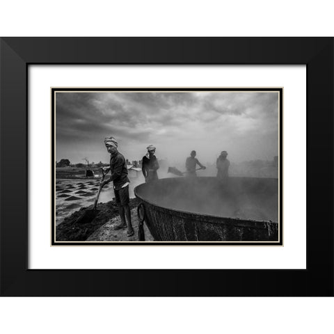 Workers Black Modern Wood Framed Art Print with Double Matting by Biswas, Kuntal