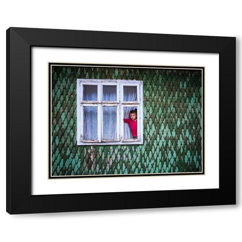 Daniel In The Window Black Modern Wood Framed Art Print with Double Matting by Steverson, Michael