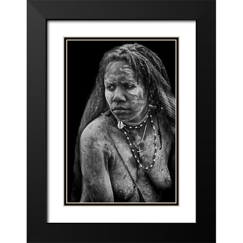 Papua Woman Black Modern Wood Framed Art Print with Double Matting by Muliani Hartojo, Angela